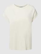 T-shirt met geribde ronde hals, model 'IDAARA'