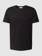 T-shirt in effen design, model 'JAAMEL STRUCTURE'