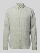 Modern fit linnen overhemd met button-downkraag, model 'Dirk'