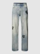 Straight fit jeans met labelstitchings