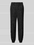 Tapered fit stoffen broek met labelapplicatie