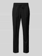 Tapered fit stoffen broek met bandplooien, model 'LEROY'