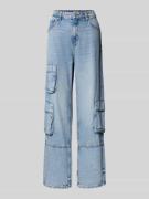 Wide leg jeans met cargozakken, model 'Leni'