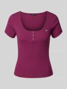 Slim fit T-shirt met ronde hals, model 'HENLEY'