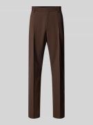 Slim fit pantalon van scheerwol met bandplooien, model 'Theo'