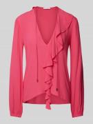 Strikblouse van viscose met volant