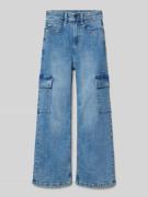 Slim fit high waist jeans in cargolook met wijde pijpen