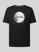 T-shirt met motief- en labelprint, model 'Moon'