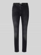 Slim fit jeans met knoop- en ritssluiting, model 'Montana'