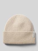 Beanie met scheerwol in riblook