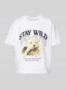 T-shirt met statement- en motiefprint