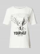 T-shirt met statement- en motiefprint, model 'OSSI'