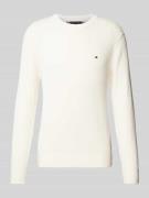 Slim fit gebreide pullover met visgraatstructuur