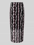 Relaxed fit midirok met mesh met abstract motief