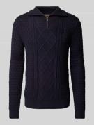 Gebreide pullover met korte ritssluiting, model 'BLUNORTH'