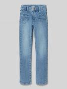 Flared leg jeans van zachte katoenmix met opgestikte hartvormige zakke...