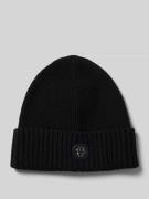 Beanie van scheerwol met labeldetail, model 'Fati'