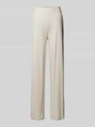 Wide leg stoffen broek met labelapplicatie, model 'ELSA'