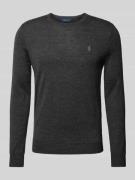 Slim fit gebreide pullover van zuivere wol