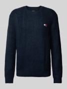 Gebreide pullover met kabelpatroon, model 'SLIM CABLE'