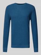 Regular fit gebreide pullover met geribde ronde hals