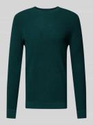 Regular fit gebreide pullover met geribde ronde hals