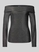 Slim fit shirt met lange mouwen, glittereffect en off shoulder-mouwen,...