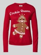 Regular fit kersttrui met peperkoekmotief, model 'XMAS GINGERBREAD'