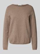 Regular fit pullover van een mix van katoen en scheerwol met boothals