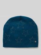 Beanie met labeldetail en wol