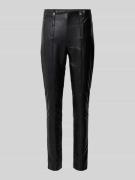 Regular fit broek in leerlook met ritsdetails, model 'KANJO'