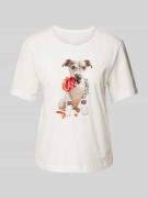 T-shirt met pailletten en siersteentjes