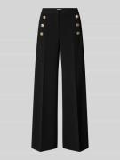 Wide leg stoffen broek met knoopsluitingen, model 'BRIDGET'