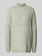 Gebreide pullover met opstaande kraag en wol