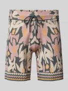 Korte regular fit jacquard broek met bloemenmotief, model 'DUKE'