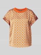 Blouseshirt met geribde ronde hals