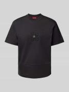 T-shirt met geribde ronde hals, model 'Debostac'