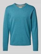 Regular fit gebreide pullover van puur katoen met V-hals