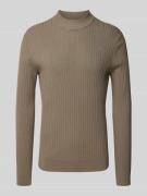Gebreide pullover van viscosemix met opstaande kraag