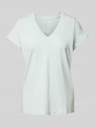 T-shirt met geribde V-hals