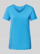 T-shirt met geribde V-hals