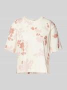 Kort T-shirt met geribde ronde hals