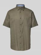 Regular fit linnen overhemd met korte mouwen