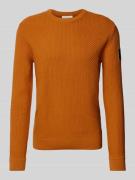 Regular fit gebreide pullover van puur katoen met breipatroon