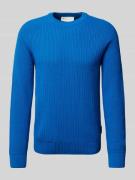 Regular fit gebreide pullover van katoenmix met structuurmotief