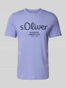 Regular fit T-shirt van puur katoen met labelprint met statement