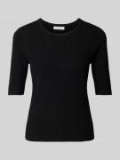 Gebreide pullover met geribde ronde hals