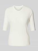 Gebreide pullover met geribde ronde hals