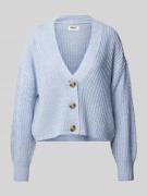 Regular fit gebreid jack met knopen in hoornlook, model 'CAROL'
