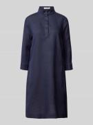 Knielange linnen jurk met opstaande kraag